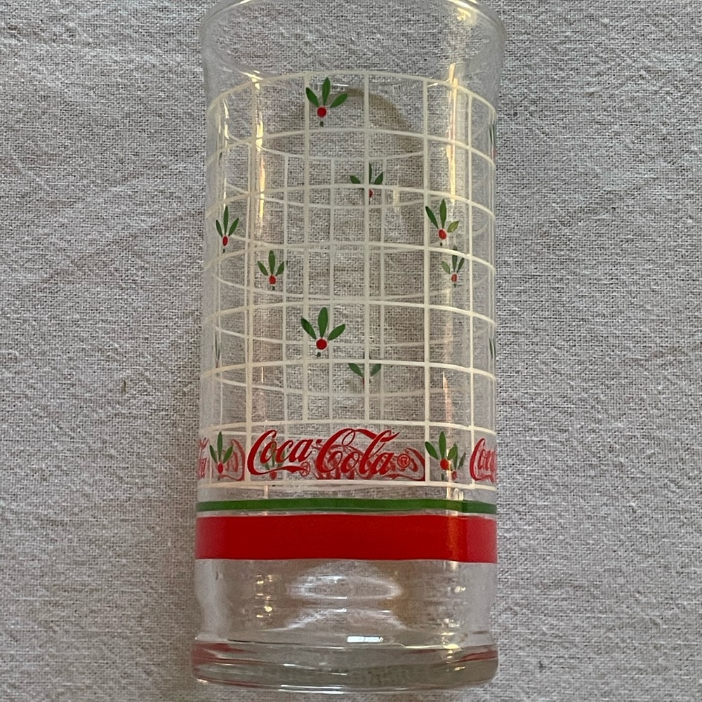 Vintage Coca-Cola Holiday Glass with Red and Green Accents
